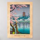 Poster Geisha et Cherry Tree, Ueno Park paysage japonais (Devant)