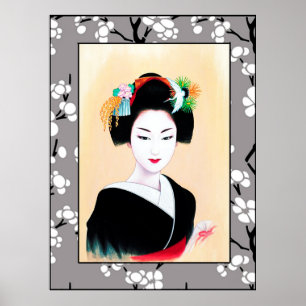 Poster Geisha Girl Blossom