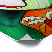 Poster Geisha japonais avec kimono vert art original (Coin)