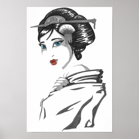 Poster Geisha monochrome (Devant)