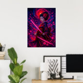 Poster Geisha Samurai cosmique avec Imaginaire des épées (Bureau à domicile)