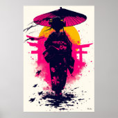 Poster Geisha Silhouette au coucher du soleil - Élégance  (Devant)