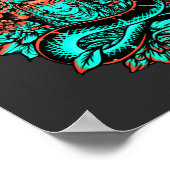 Poster Geisha Tattoo brûlé orange et noir (Coin)