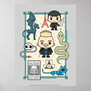 Poster GELLERT GRINDELWALD™ et dessin sur os