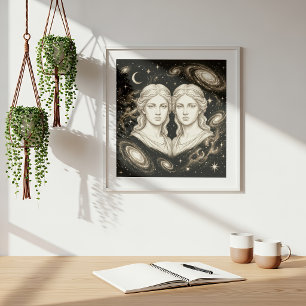 Poster Gémeaux Zodiaque Astrologie Céleste