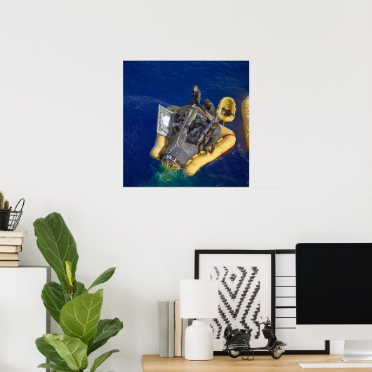 Poster Gemini 8 Capsule Armstrong Scott Recovery C 1966 (Bureau à domicile)