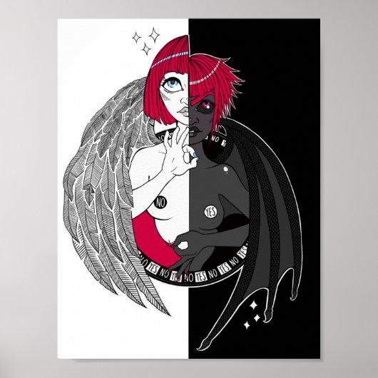 Poster Gemini Angel Demon Anime Illustration (Devant)