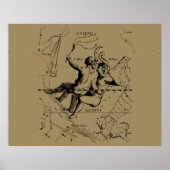Poster Gemini Constellation Map Hevelius vers 1690 (Devant)