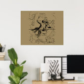 Poster Gemini Constellation Map Hevelius vers 1690 (Bureau à domicile)