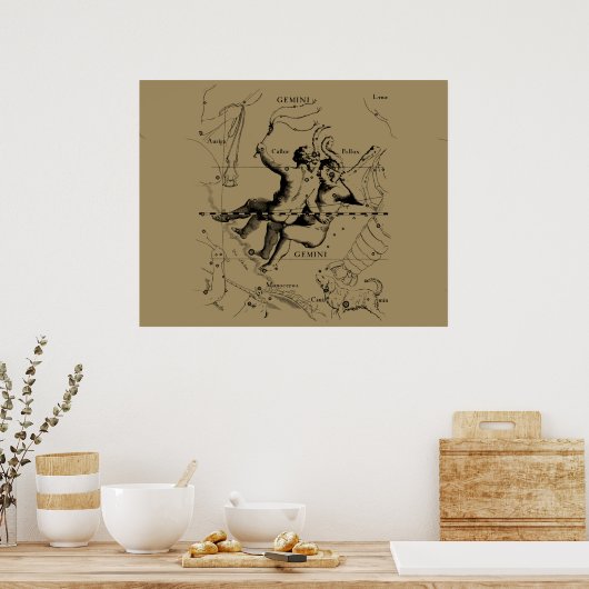 Poster Gemini Constellation Map Hevelius vers 1690 (Cuisine)
