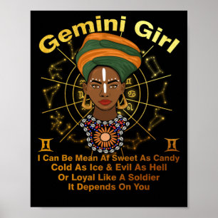 Poster Gemini Queen Sweet comme bonbon Anniversaire Black
