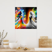 Poster Gemini Twins Couleur et noir et blanc Horoscope (Cuisine)