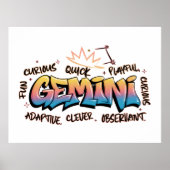 Poster Gemini Zodiac Graffiti (Devant)