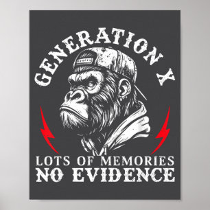 Poster Gen X Beaucoup de souvenirs Aucune preuve Singe dr