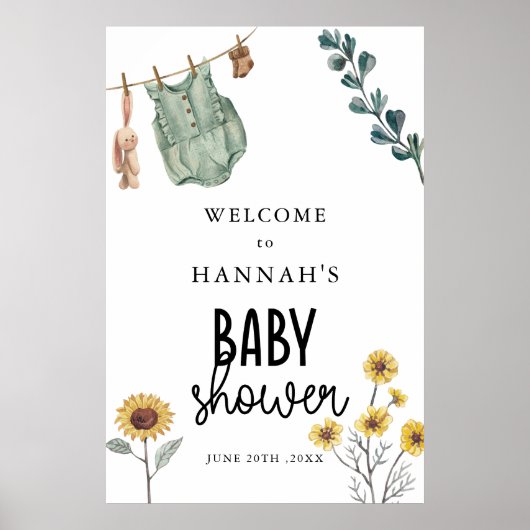 Poster Gender Neutral Boho  Baby Shower Welcome Sign (Devant)