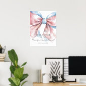 Poster Gender Reveal Pink Blue Bow Welcome Sign (Bureau à domicile)