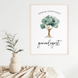 Poster Généalogiste de famille officiel avec arbre | Styl<br><div class="desc">Cette affiche simple et élégante dit "généalogiste officiel de la famille", et vous pouvez mettre votre propre nom de famille dans le texte. Il y a aussi un élégant aquarelle et une typographie de script moderne. Un cadeau de conservation parfait pour l'ancêtre et la généalogie expert dans votre arbre de...</div>