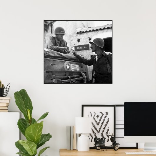 Poster Général Patton En Sicile — Frontière (Bureau à domicile)