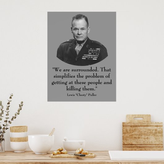 Poster Général Puller et Citation (Cuisine)
