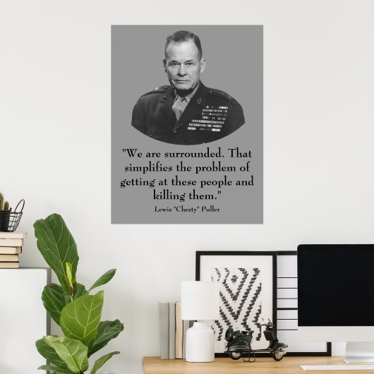 Poster Général Puller et Citation (Bureau à domicile)