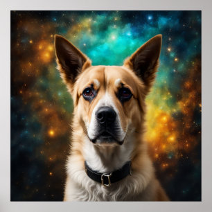 Poster (généré par l'ai) Chien dans un endroit mystique