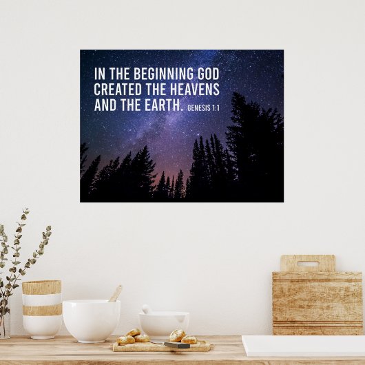 Poster Genèse 1:1 Dans Les Écritures Commençantes Christi (Cuisine)