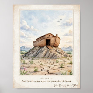 Poster Genèse 8 4 KJV Arche de Noé Mont Ararat Crèche