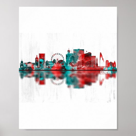 Poster Geneva Switzerland Skyline (Devant)