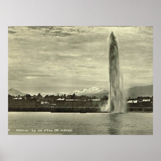 Poster Genève, Jet l'eau dans le port (Devant)