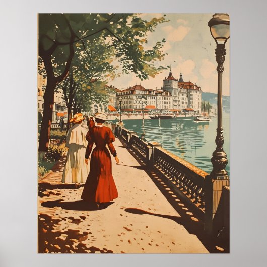 Poster Genève Lakeside Vintage (Devant)