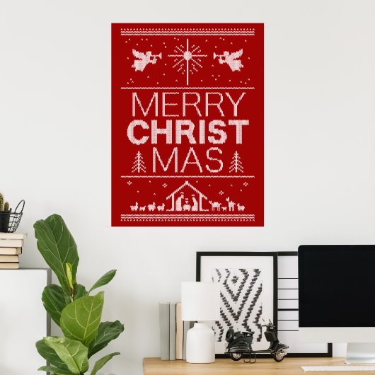Poster Génial Joyeux Chandail de Noël Religieux Christian (Bureau à domicile)