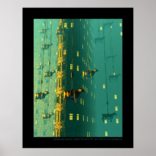 Poster Génisses dans la brume - Heifers dans la brume (Devant)