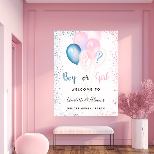 Poster Genre révéler la fête garçon fille bleu rose parti
