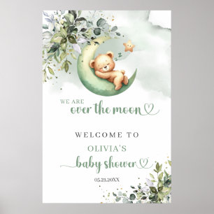 Poster Genre vert neutre au-dessus de l'ours en peluche l
