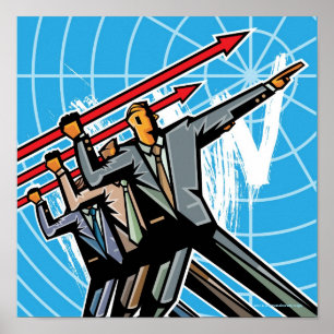 Poster Gens d'affaires jetant le signe de flèche