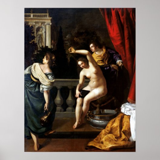 Poster Gentileschi - Bethsabée au bain 1645 (Devant)