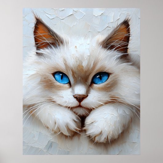 Poster Gentle Ragdoll Cat – Painterly Pastel Composition (Devant)