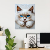 Poster Gentle Ragdoll Cat – Painterly Pastel Composition (Bureau à domicile)