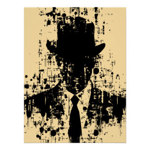 Poster Gentleman sans visage : Élégance Abstraite