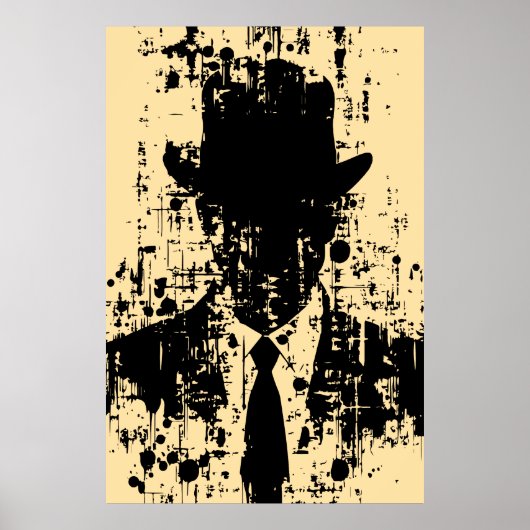 Poster Gentleman sans visage : Élégance Abstraite (Devant)