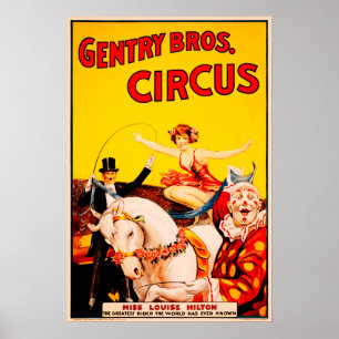 Poster GENTRY BROS CIRCUS Cheval Performance Vintage