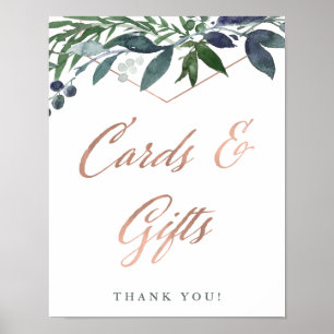 Poster Geo vert Cartes et cadeaux de mariage Rose Gold