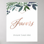 Poster Geo vert | Faveurs de mariage en or Rose (Devant)