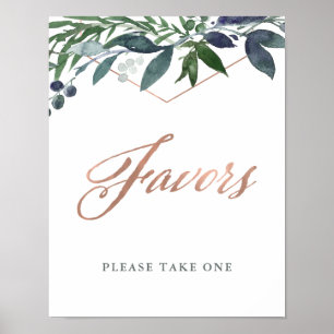 Poster Geo vert Faveurs de mariage en or Rose