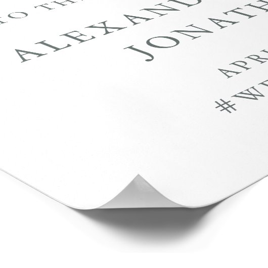 Poster Geo vert | Rose Gold Script Mariage Bienvenue (Coin)