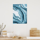 Poster Géode moderne Abstraite Agate Bleu Géode (Cuisine)