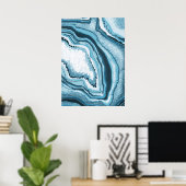 Poster Géode moderne Abstraite Agate Bleu Géode (Bureau à domicile)