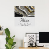 Poster Géode moderne Gold & Grey Agate Géode Gris Géode A (Bureau à domicile)