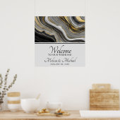 Poster Géode moderne Gold & Grey Agate Géode Gris Géode A (Cuisine)
