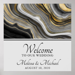 Poster Géode moderne Gold & Grey Agate Géode Gris Géode A